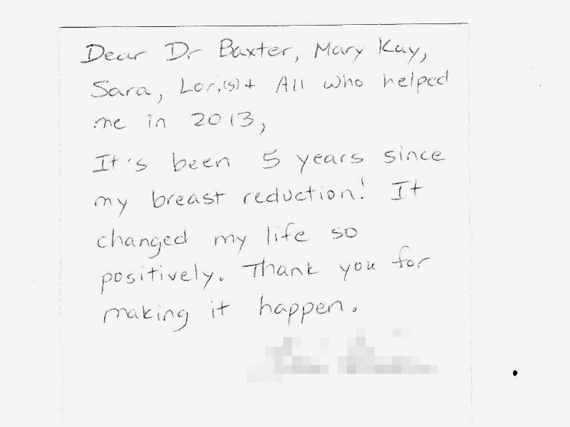Thank you note to Dr. Baxter